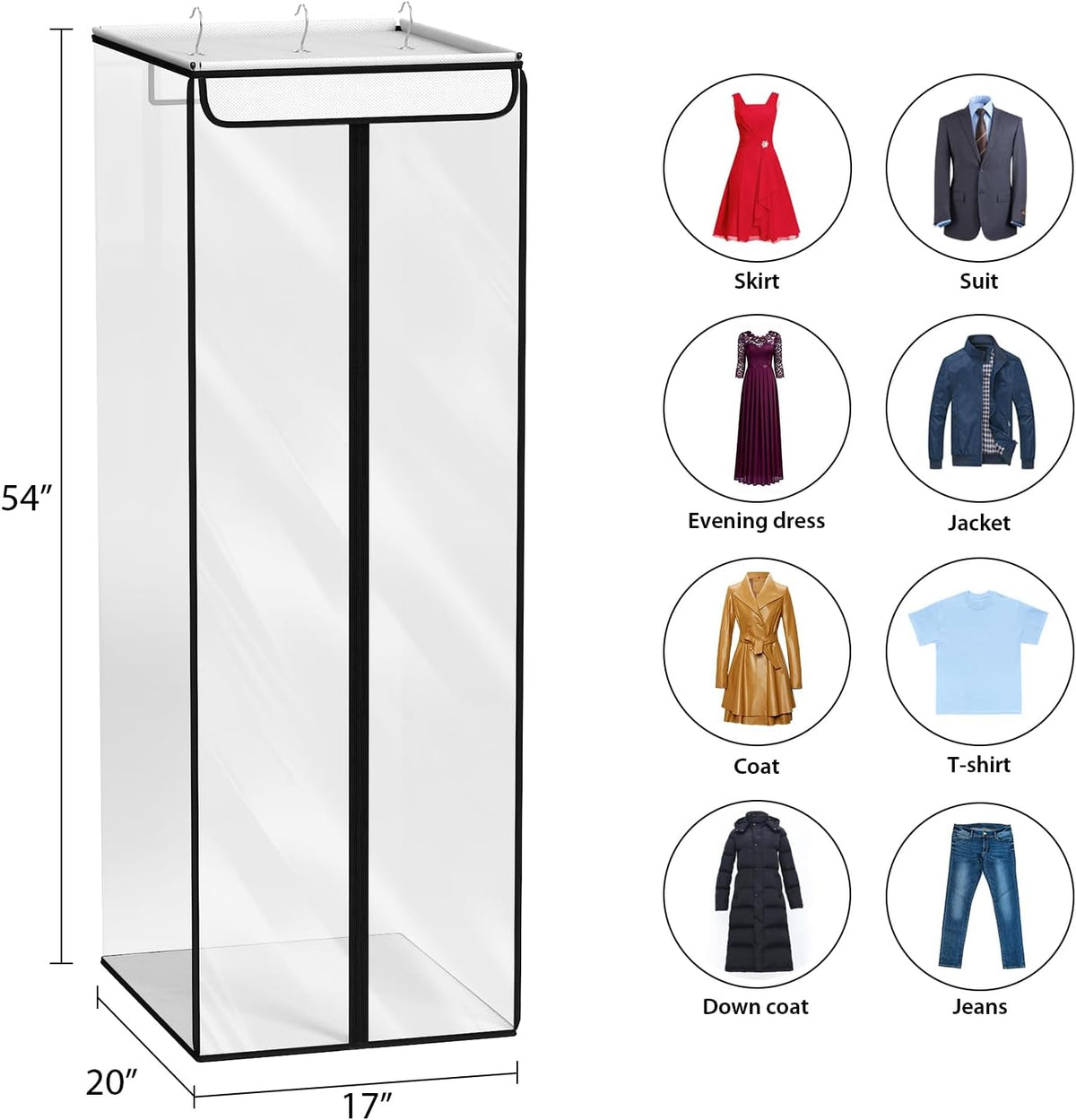 Univivi Garment Bags for Hanging Clothes, Cloth Bag 54 In, 2 PCS, Clear