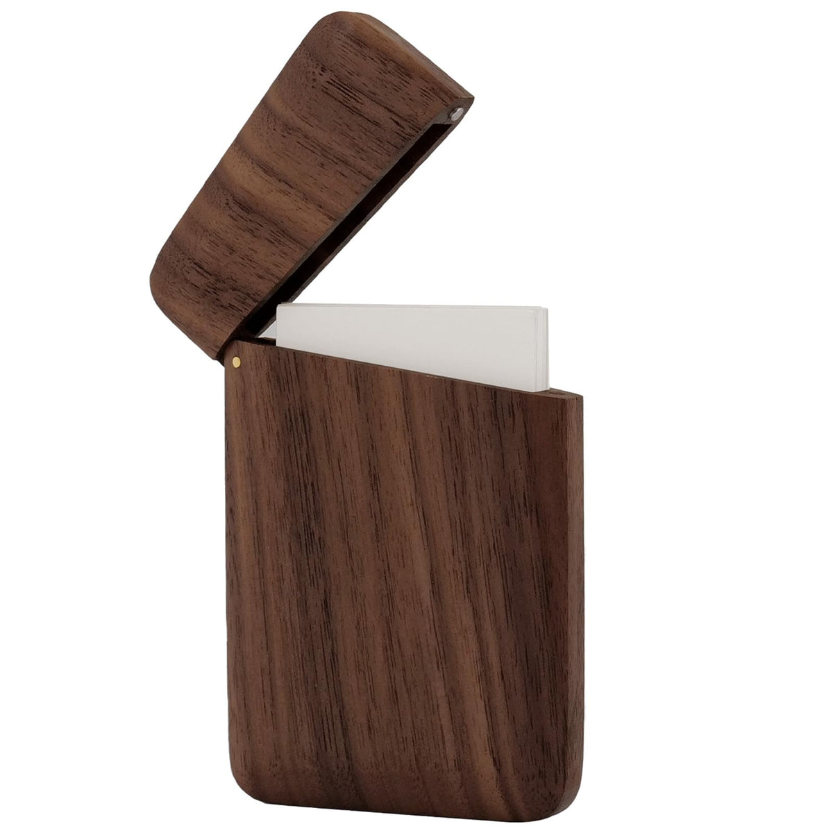 Wood Business Card Holder Wooden Magnetic Business Card Case Portable Simple (Black Walnut)