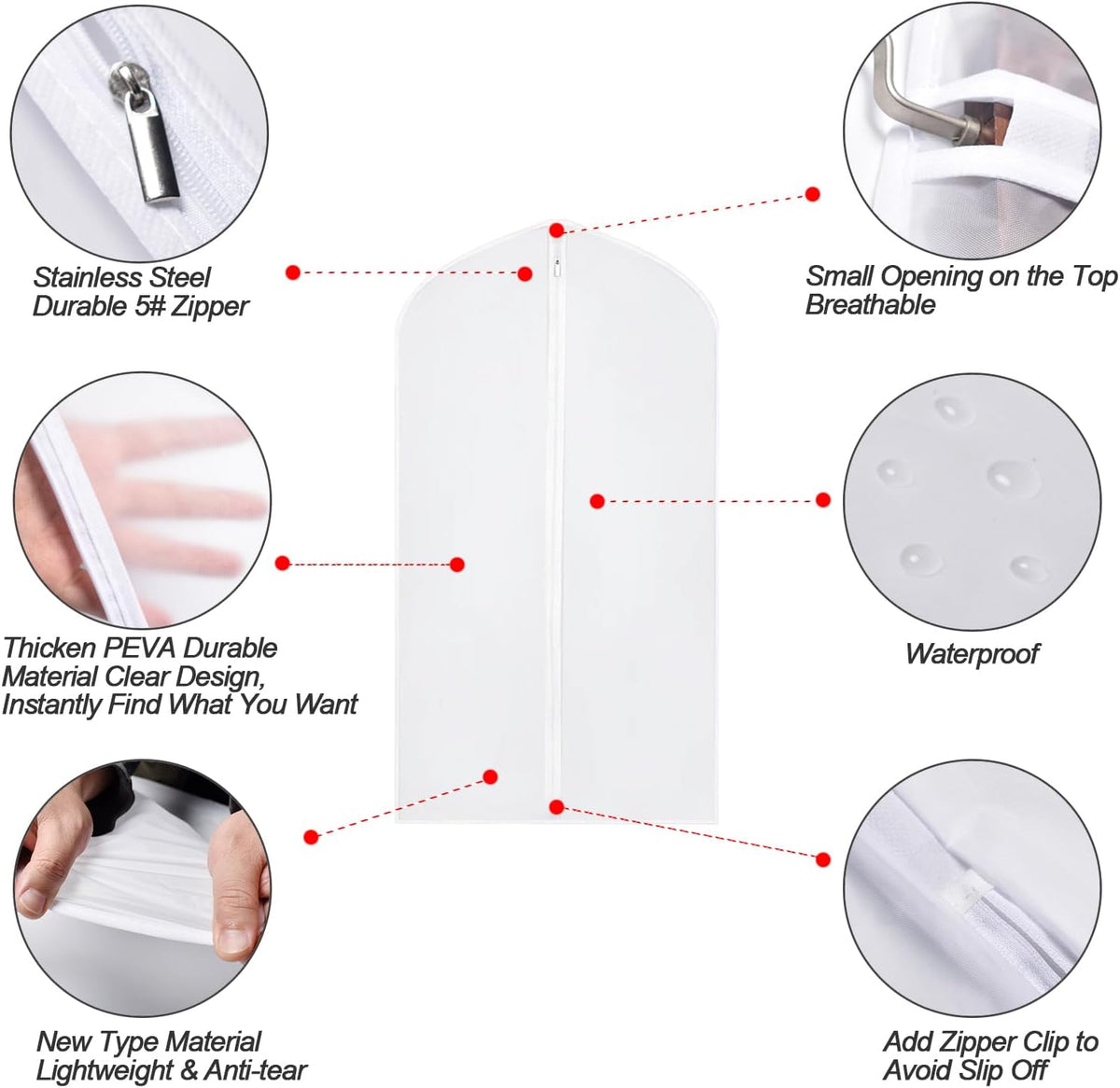 Garment Bags for Hanging Clothes 24" x 40"Coat Covers for Closet Foldable Washable Dress Bags for Hanging Clothes for Long Dress Dance Costumes Suits Gowns Coats