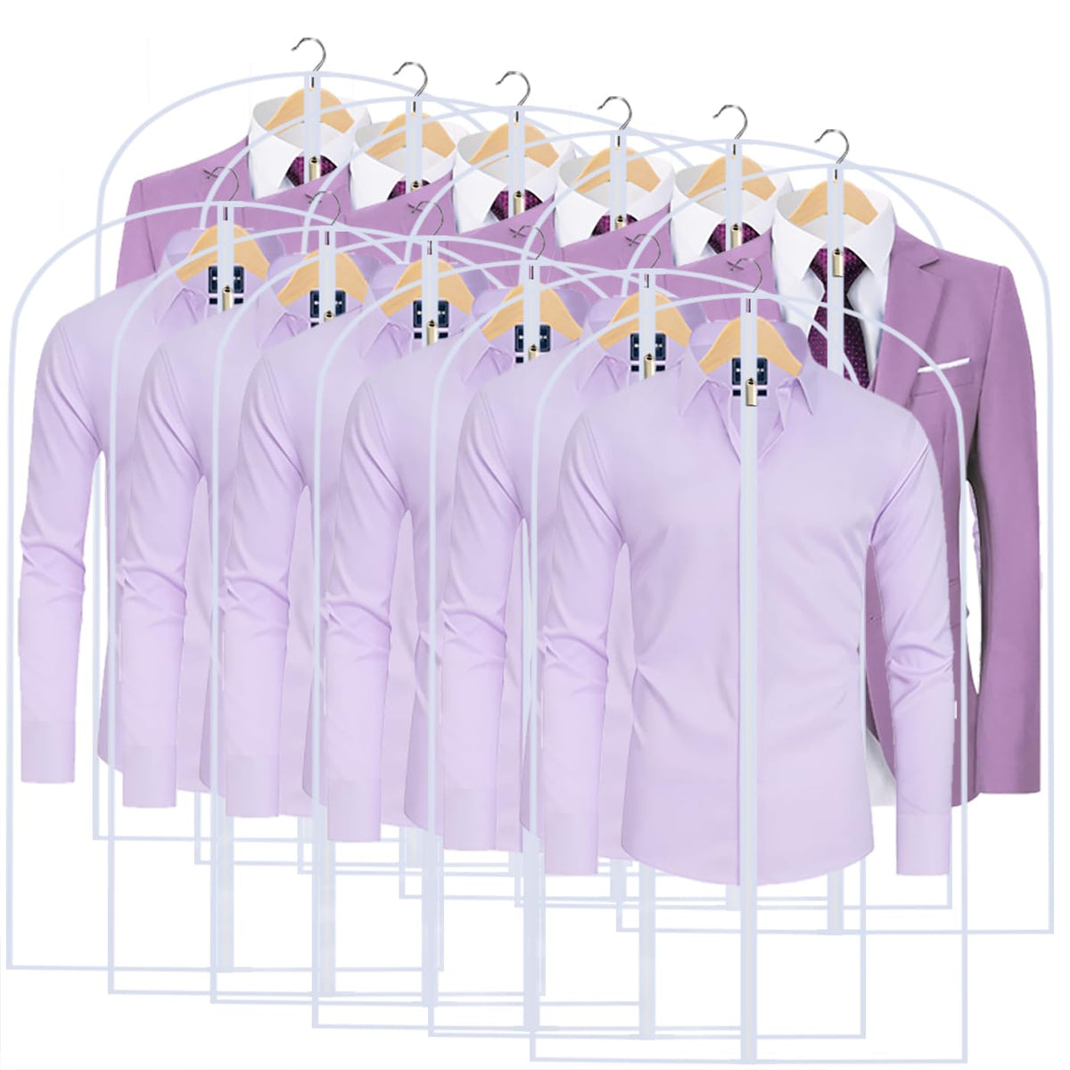 Garment Bags for Hanging Clothes 24" x 48"Coat Covers for Closet Foldable Washable Dress Bags for Hanging Clothes for Long Dress Dance Costumes Suits Gowns Coats