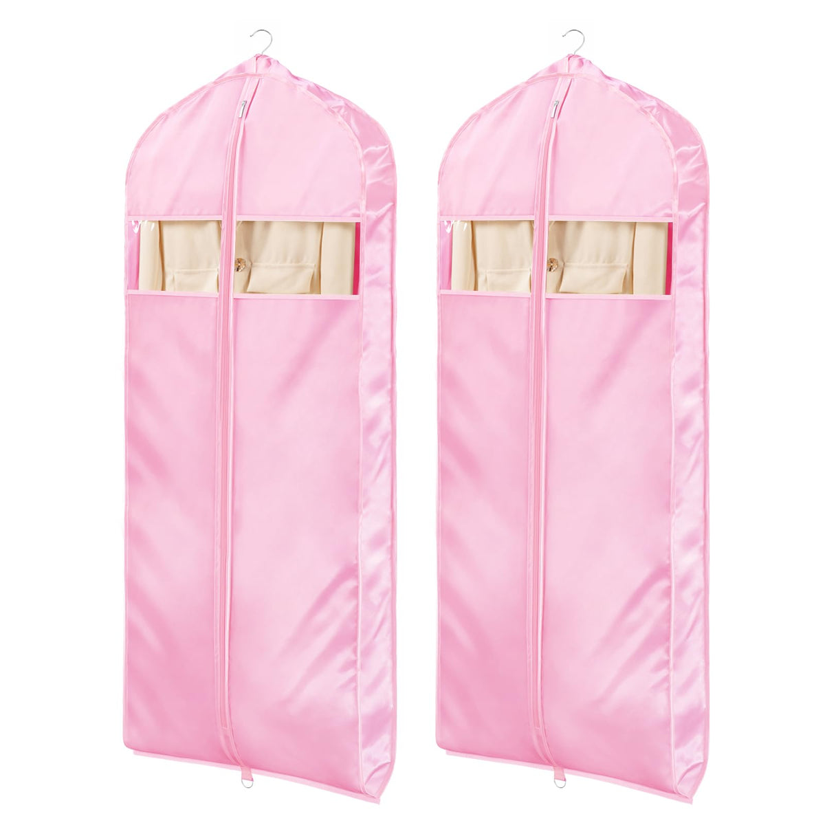 Univivi Satin Garment Bags for Hanging Clothes, Black, 43 Inch, 2 Pack