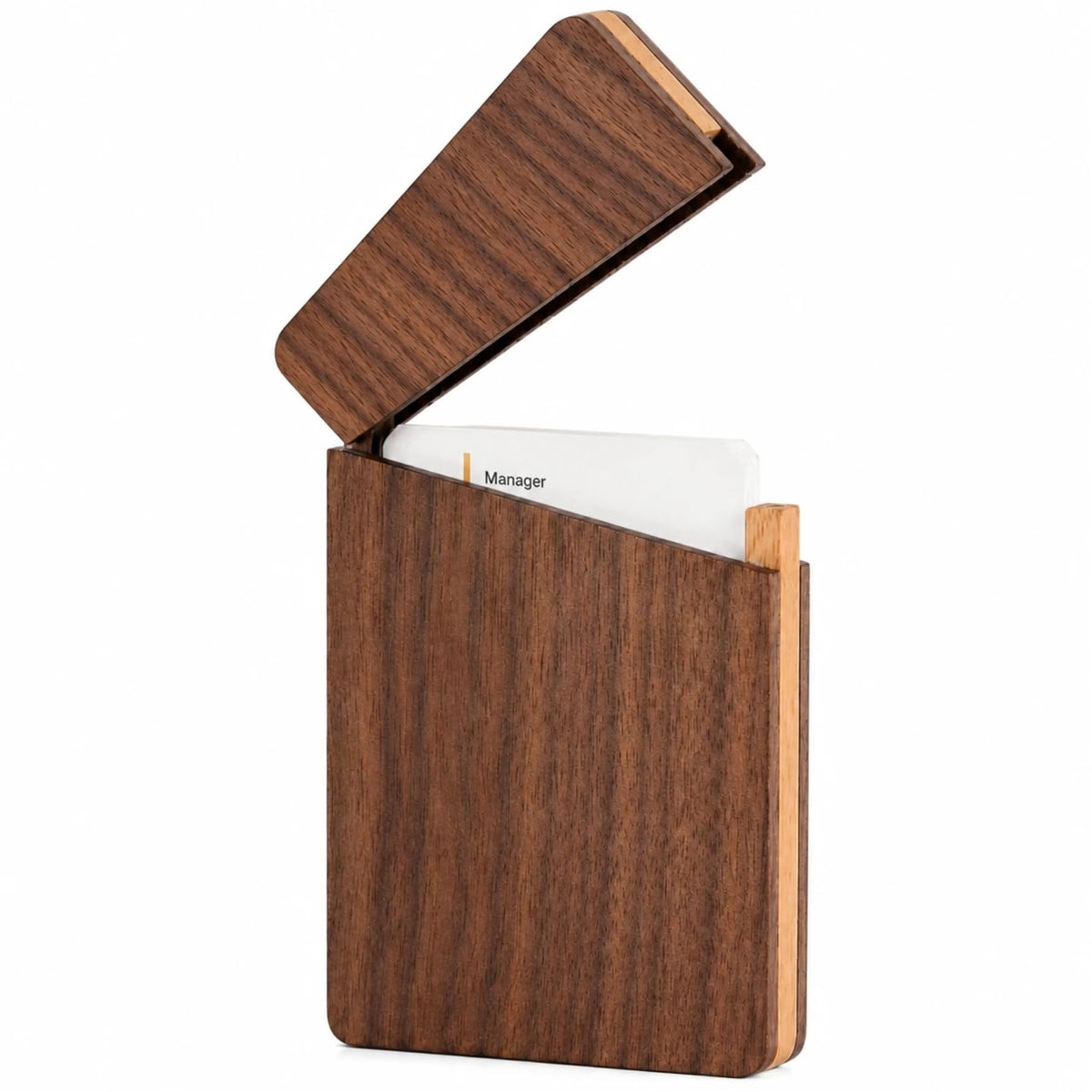 sunking Black Walnut Business Card Holder, Wooden Business Card Case for Men, Premium Executive Business Card Box for Office, Professional Card Holder for Work
