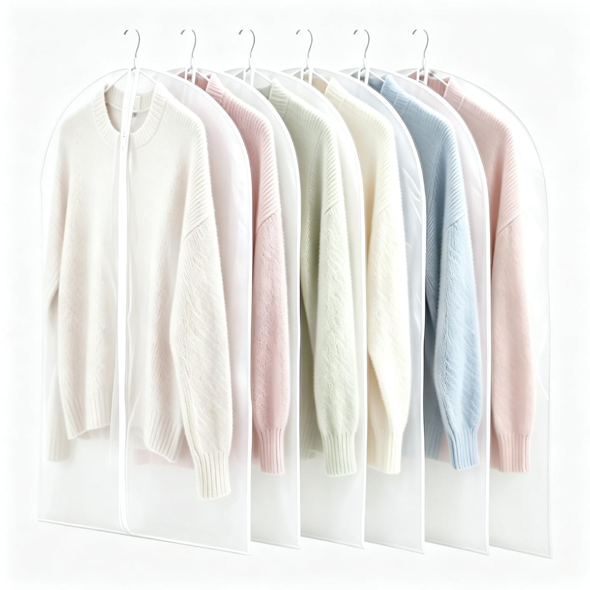 Garment Bags for Hanging Clothes PEVA 6 Pack Mixed Sizes Translucent