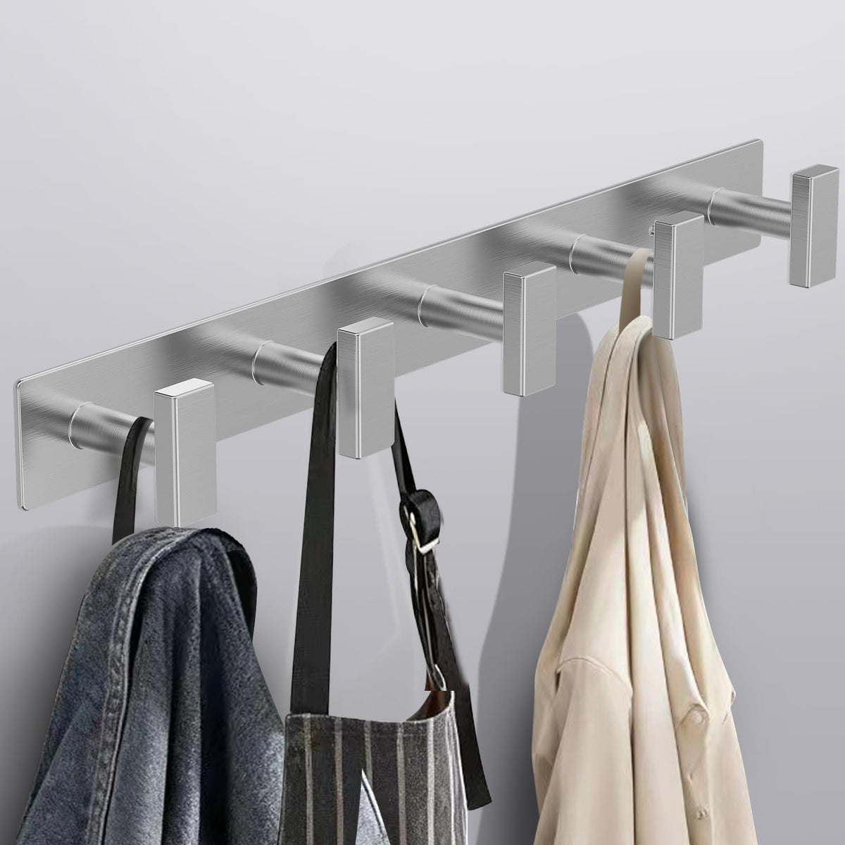 Bntuk Coat Rack Wall Mount - 5 Coat Hooks, Towel Racks for Bathroom Robes Bags Keys, Hat Rack Wall Towel Hooks Organizer Essential (Black)