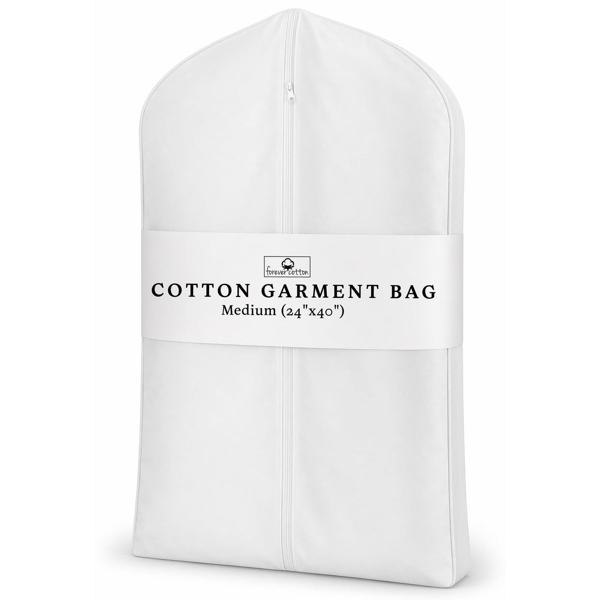 Premium 100% Cotton Garment Bags – 40" Off-White Canvas Suit Cover with YKK Zipper – Moth Protector, Breathable, Machine Washable, Cover for Coats, Dresses, Jackets & Travel