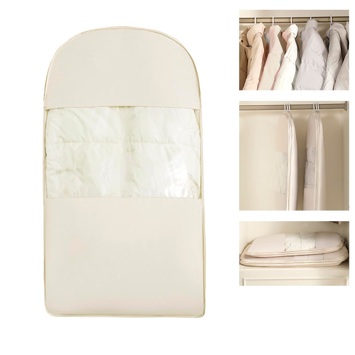Space Saving Hanging Garment Bag with Self Compression Zipper。