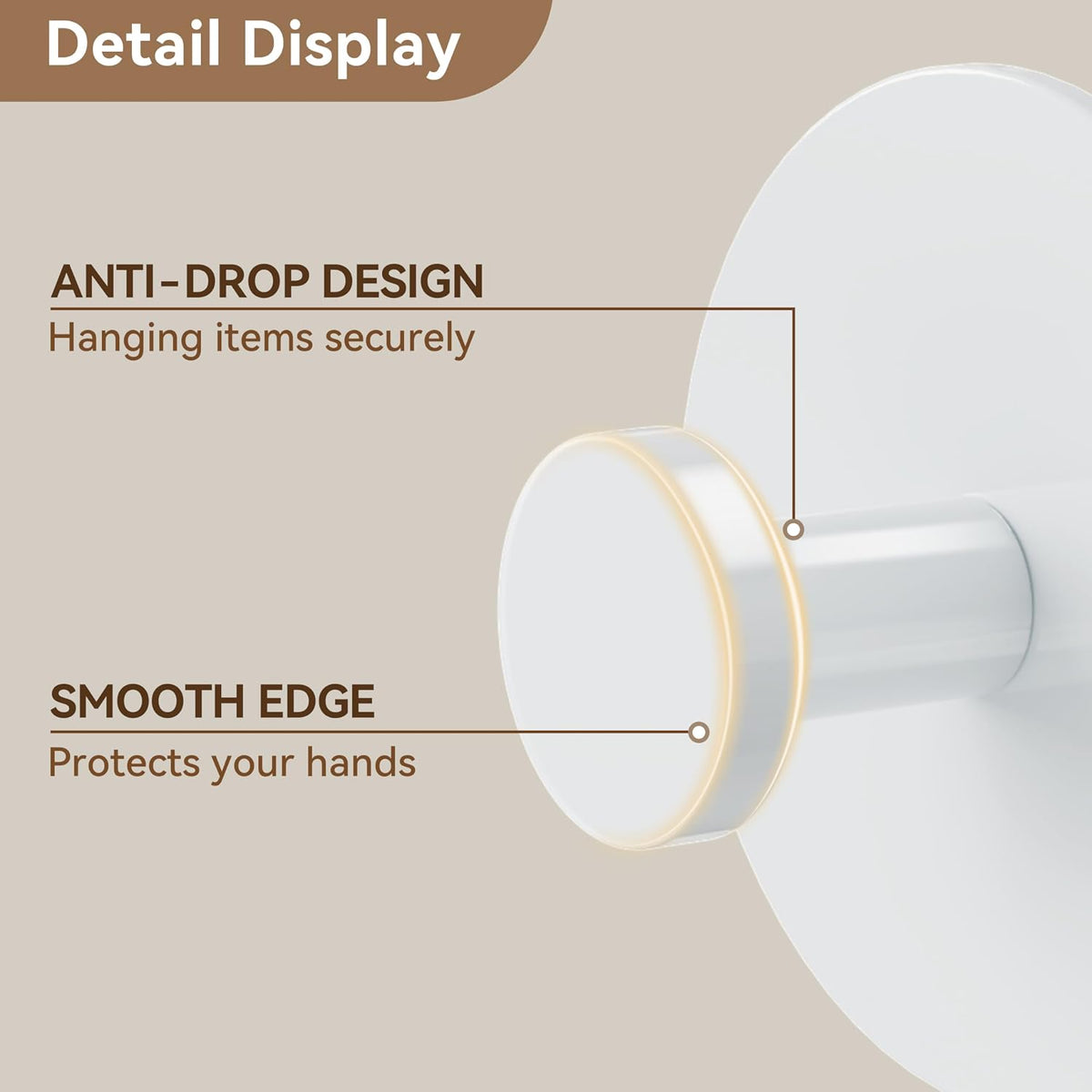 bussdis White Adhesive Wall Hook for Coat and Towel: Extra Sticky 12 LB (Max), Stainless Coat Rack Door Holder Hanger, Heavy Duty