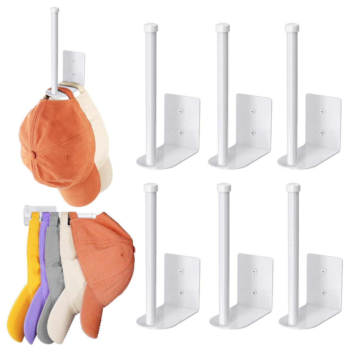 Durmmur Stainless Steel Hat Organizer, Hat Rack for Wall,Each Holds 15 Hats