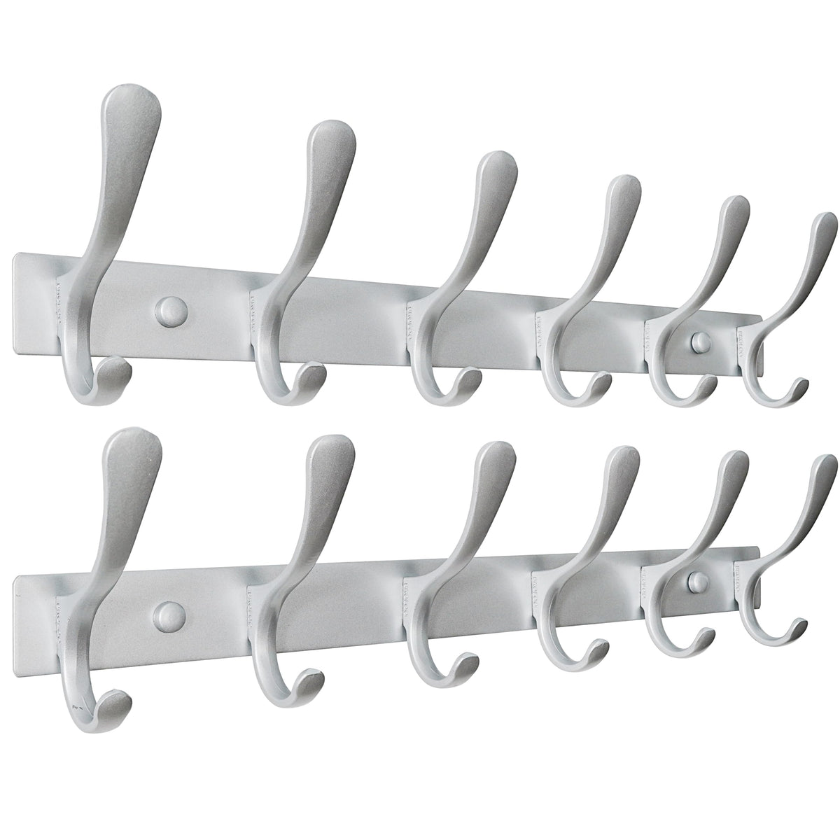 SKOLOO Coat Rack Wall Mounted - 6 Hooks, Heavy Duty, Stainless Steel, Metal Wall Hanger, Sturdy Coat Hooks for Hanging Coats, Jacket, Clothes, Hats - Black