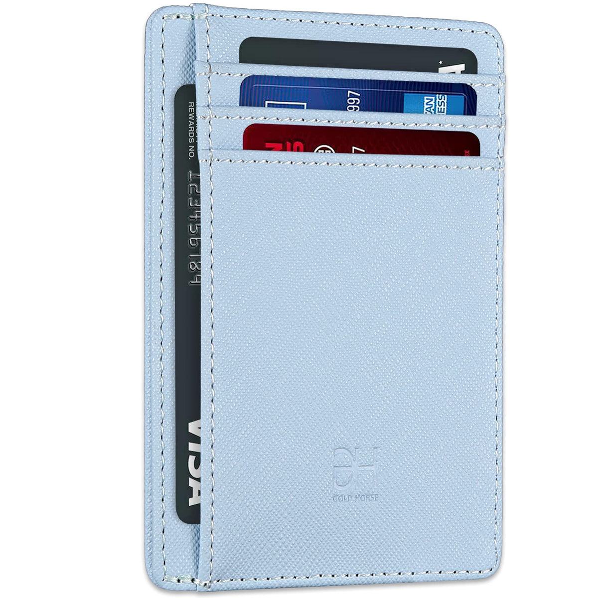 GH GOLD HORSE Slim RFID Blocking Card Holder Minimalist Leather Front Pocket Wallet for Women
