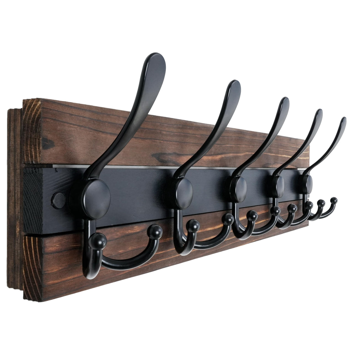 SKOLOO Rustic Coat Rack Wall Mount, 16" Stud Spacing, Solid Wood, Brown