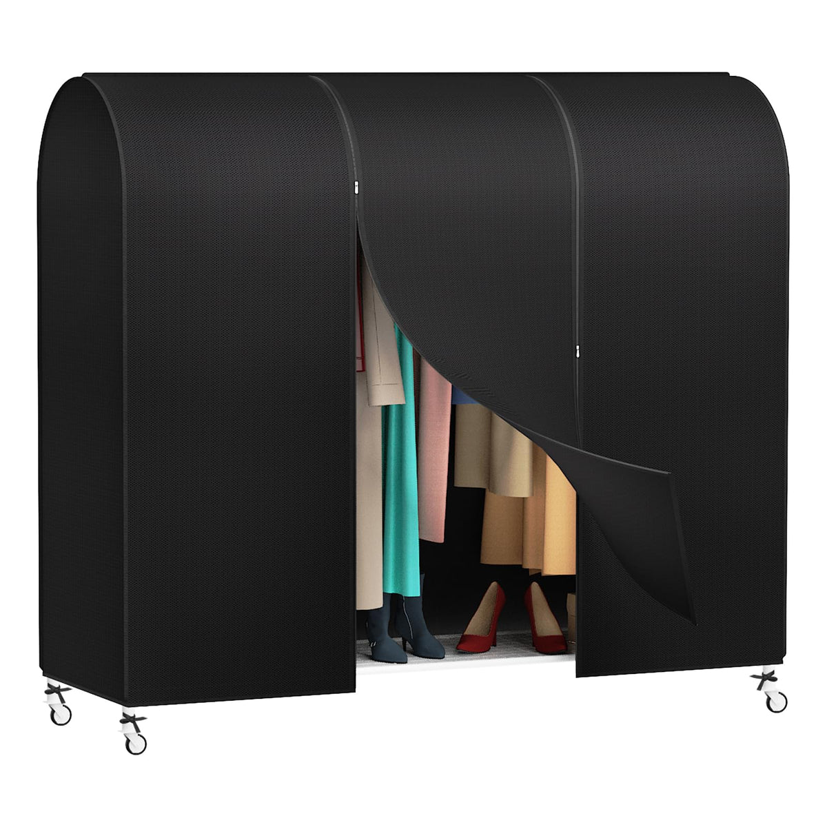 Zilink Garment Rack Cover Clothes Rack Cover Wardrobe Cover 60in, Black
