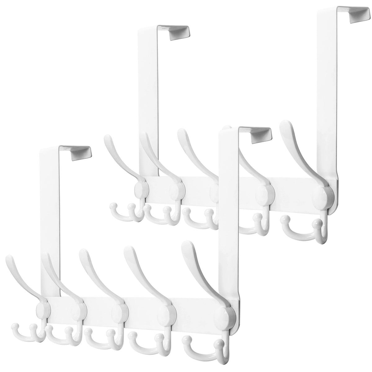 SKOLOO Over The Door Hook - for Doors up to 1-3/4'' Thickness, Metal Door Hanger with 5 Triple Hooks, Black Over The Door Hanger for Coats, Hats, Towels, Assembly Required