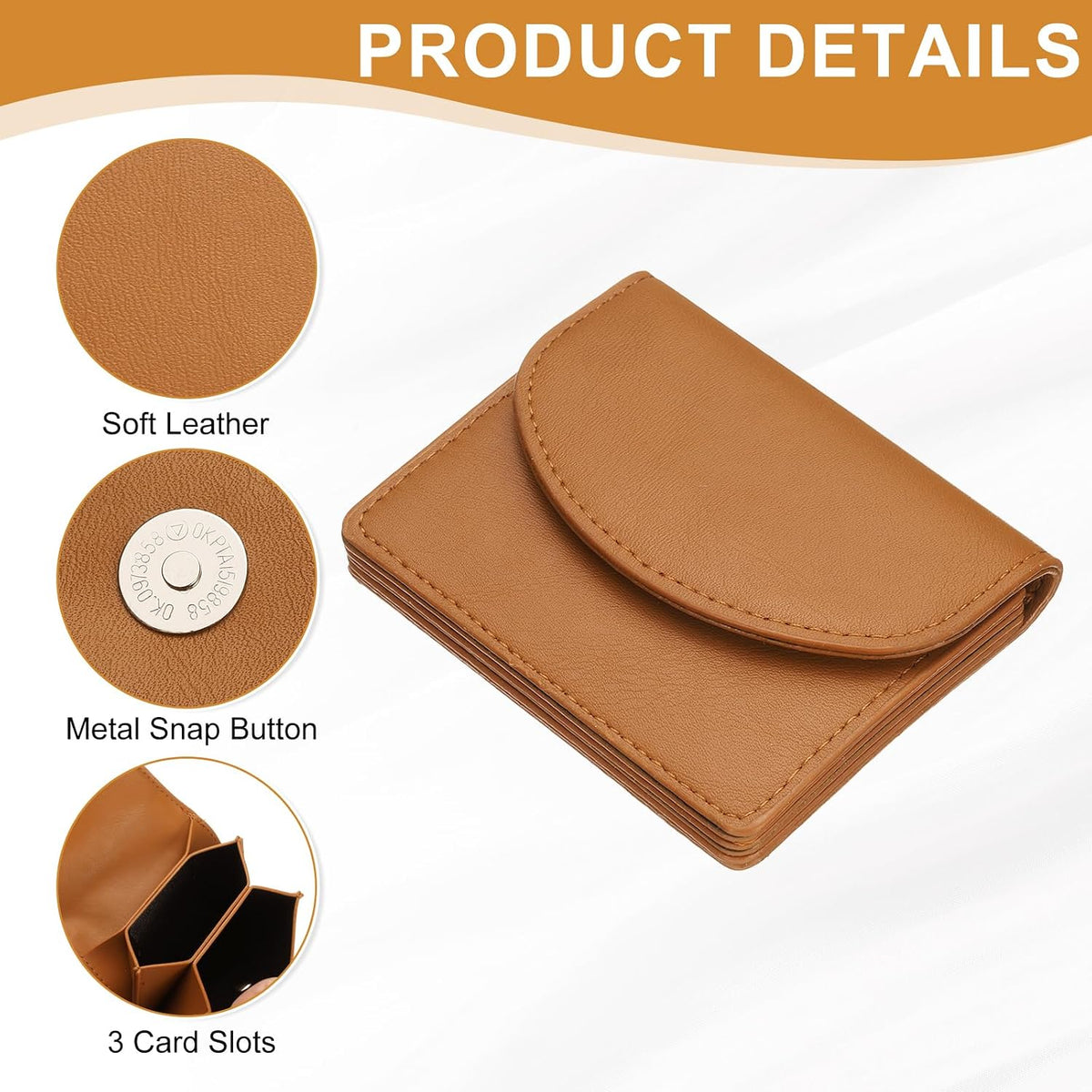 uxcell 2 Pcs Leather Business Card Case, Professional Slim Business Card Holder Business Card Holder Wallet with 3 Card Slots for Men and Women, (Light Brown/Light Green)