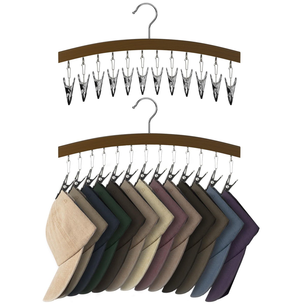 StorageWorks Hat Organizer 2 Pack, Black Cap Hanger Rack with 10 Clips