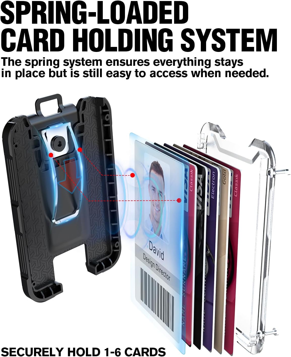 LIUGX Carbon Fiber Badge Holder with Metal Clip, 4 Cards, for Office IDs