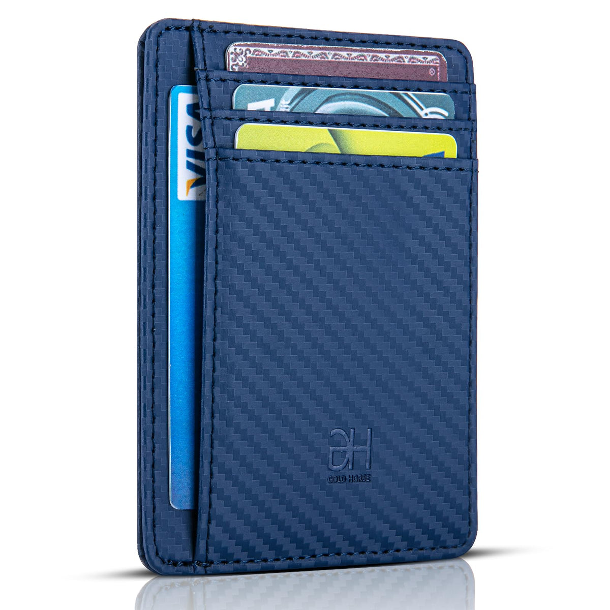 GH GOLD HORSE Slim RFID Blocking Card Holder Minimalist Leather Front Pocket Wallet for Women