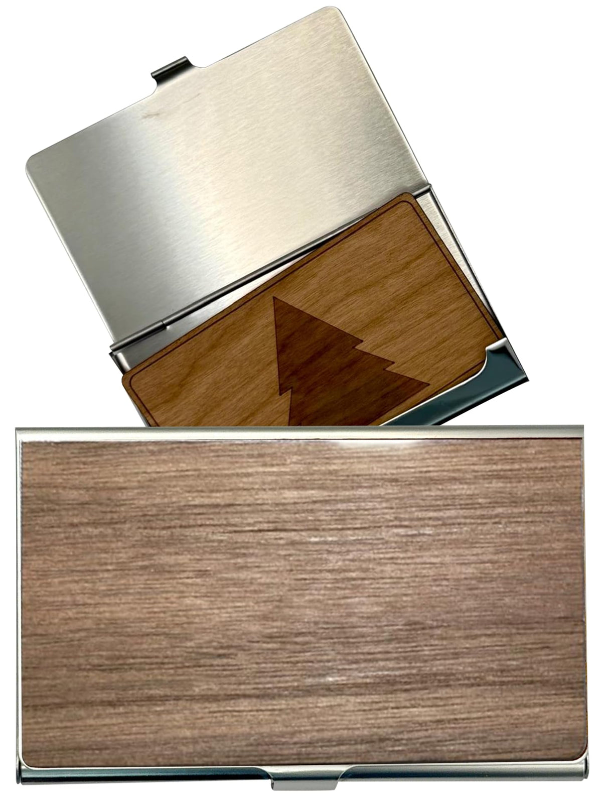 WUDN Handcrafted Business Card Holder Wallet For Men and Women | Holds Up to 20-25 B-Cards or 8-10 Credit Cards | Wooden & Stainless Business Card Case with Buckle Closure, Made in Idaho, USA.