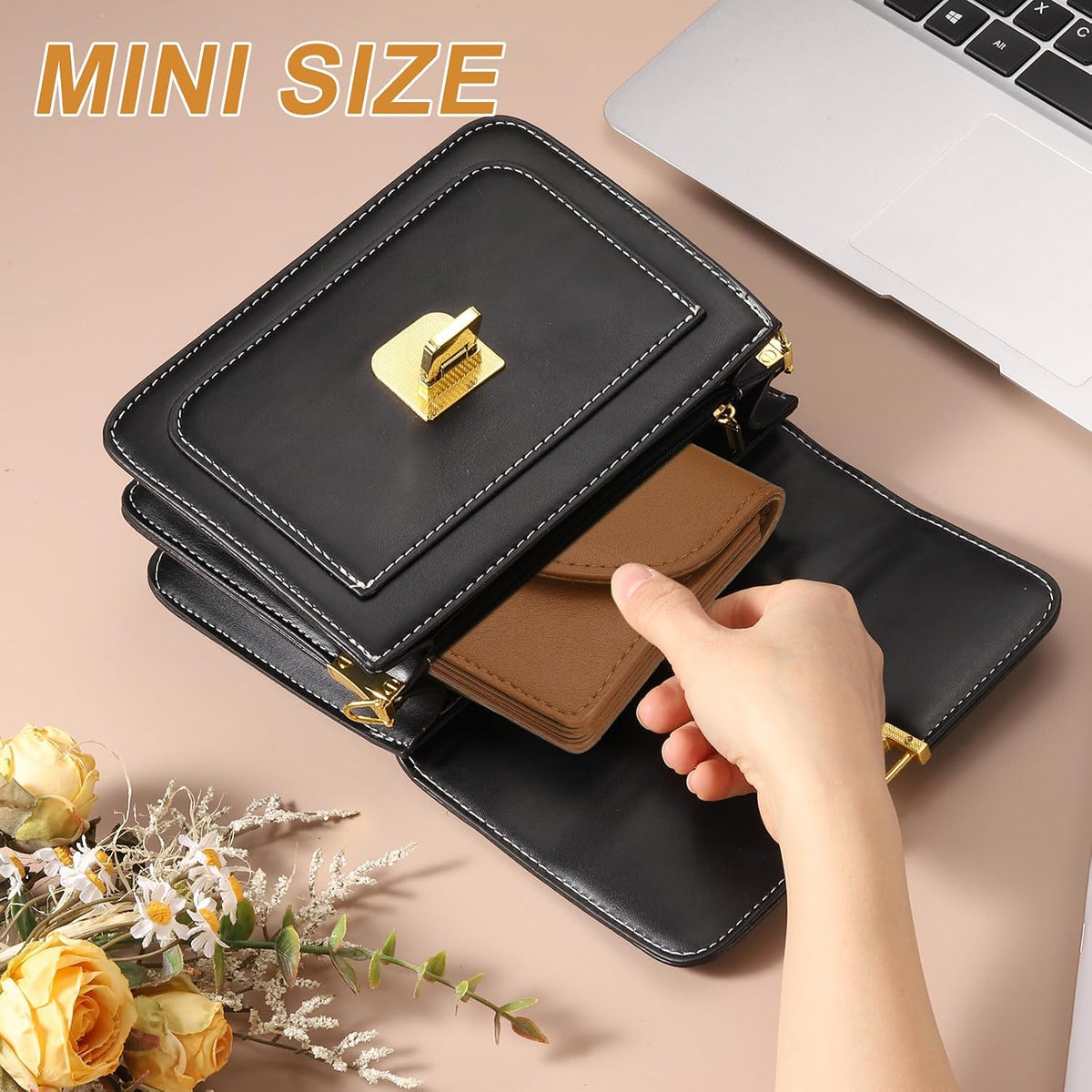uxcell 2 Pcs Leather Business Card Case, Professional Slim Business Card Holder Business Card Holder Wallet with 3 Card Slots for Men and Women, (Light Brown/Light Green)