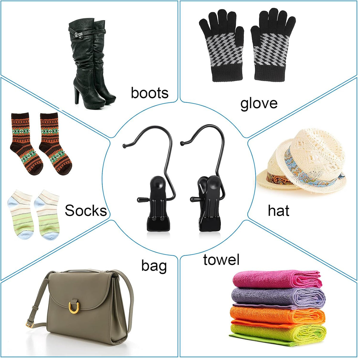 Hotop 20 Pieces Boot Hanger Clips Heavy Duty Closet Space Saving, Black