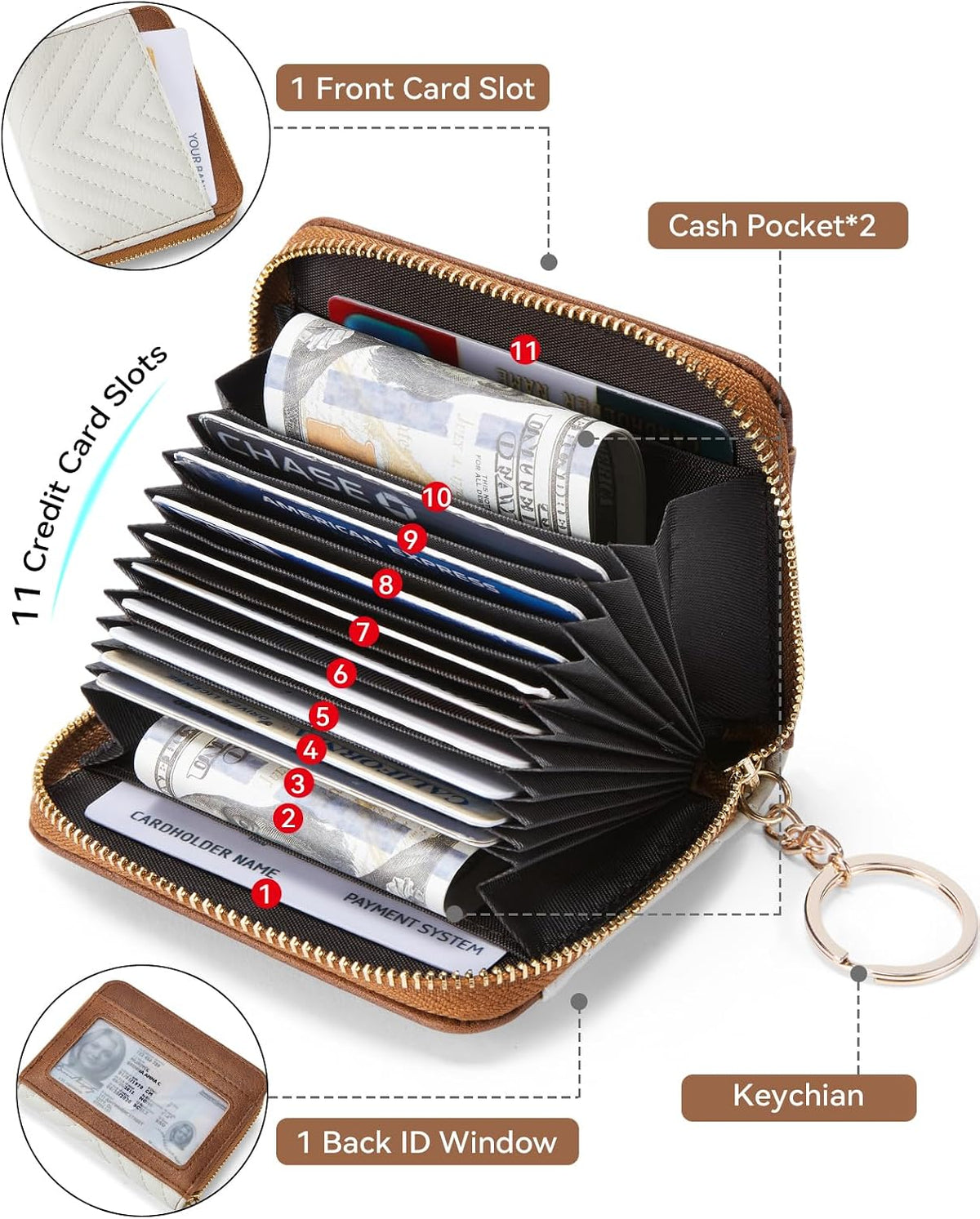 BOSTANTEN Credit Card Holder Small RFID Wallet Women with Keychain Wristlet