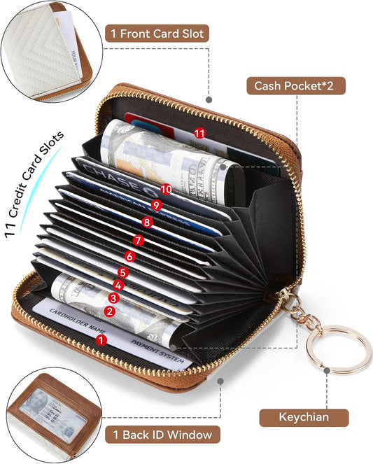 BOSTANTEN Credit Card Holder Small RFID Wallet Women with Keychain Wristlet