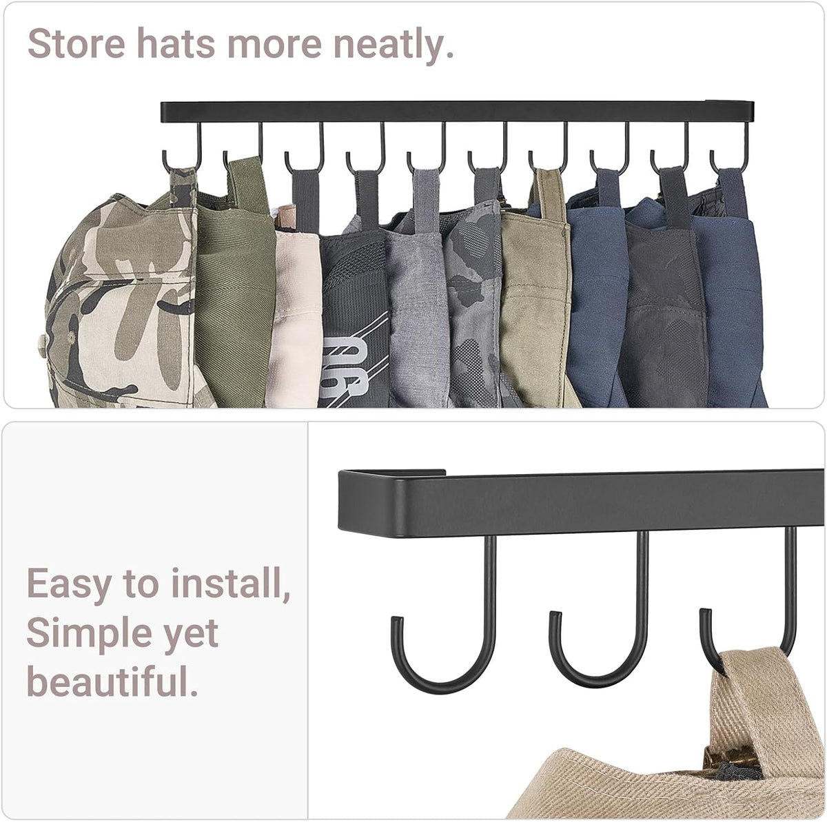 Mkono Hat Organizer, Metal Hat Rack for Wall Storage Holds 40 Caps Set of 4