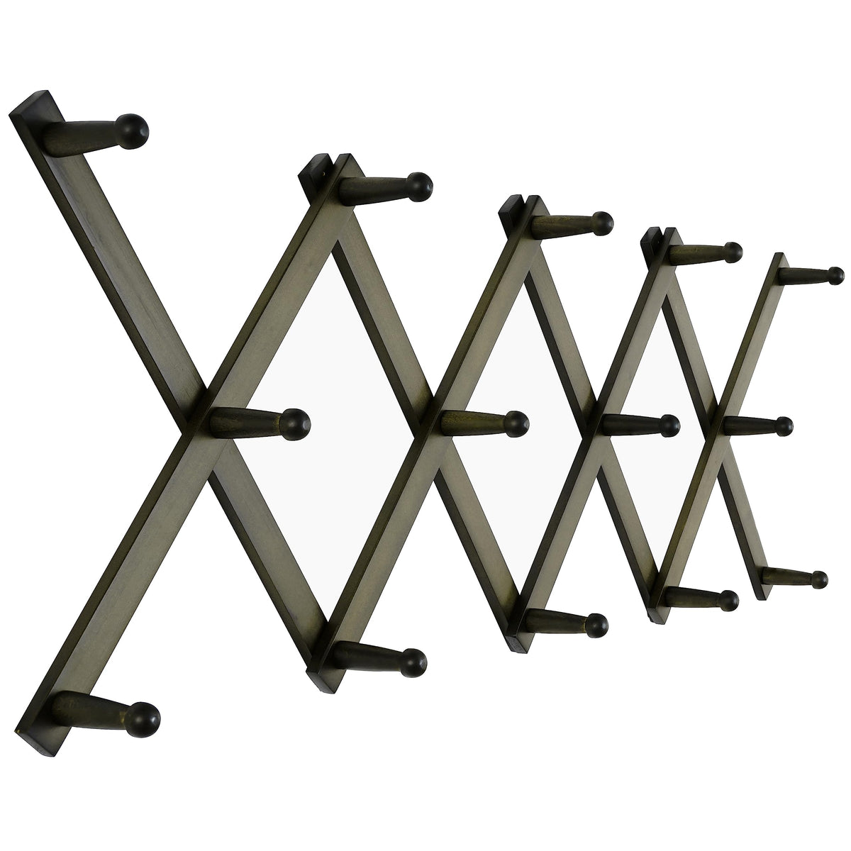 SKOLOO Hat Rack for Wall with 14 Hooks, Solid Wooden, Modern, Expandable Coat Rack Wall Mount for Coats, Hats, Bags, Baseball Caps, Walnut Color