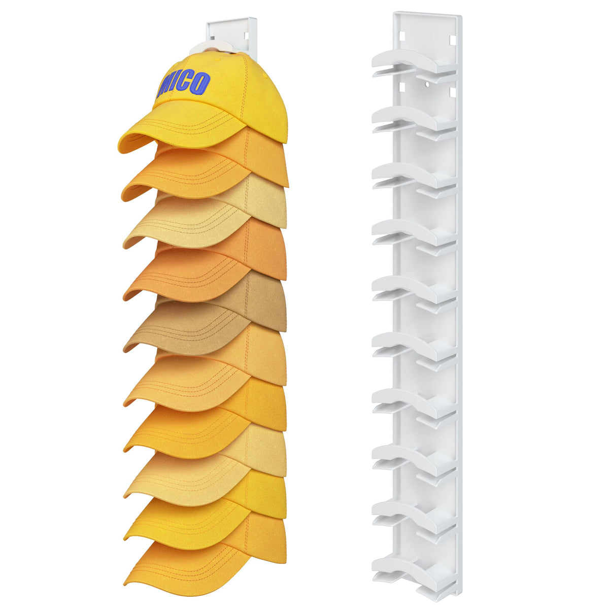 Hat Organizer Hold up to 20 Hats, 2 Pack Hat Rack for Wall with Strong Adhesive, Hat Organizer for Baseball Caps Display for Door Closet, Hat Hanger Holder Multilayer Two Mounting Option(Black)