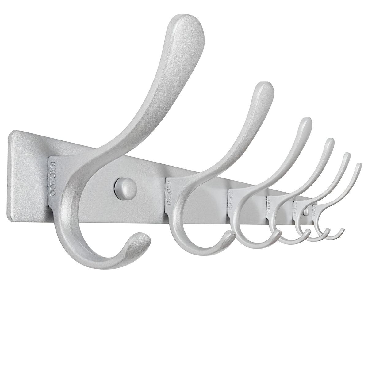 SKOLOO Coat Rack Wall Mounted - 6 Hooks, Heavy Duty, Stainless Steel, Metal Wall Hanger, Sturdy Coat Hooks for Hanging Coats, Jacket, Clothes, Hats - Black