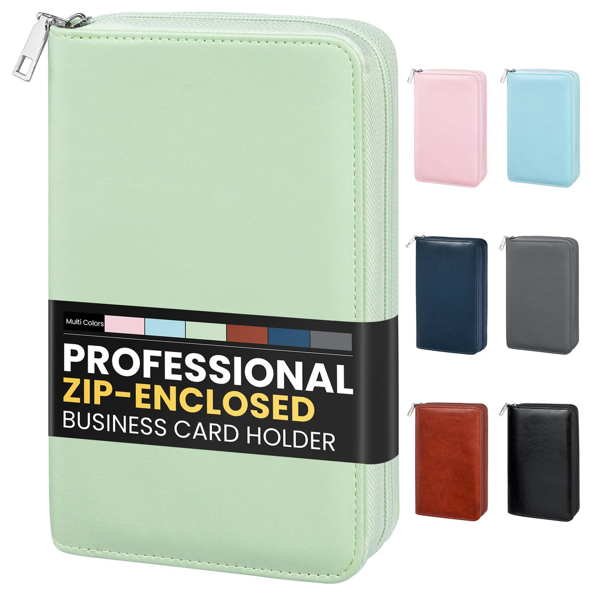 Sooez Professional Zip-Enclosed Business Card Holder Organizer for 240 Card