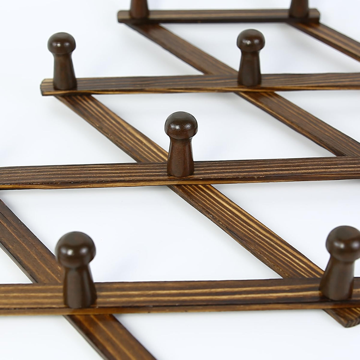 AMAPON Accordion Wall Hanger Expandable Coat Hat Rack 13 Peg Hook (Walnut)