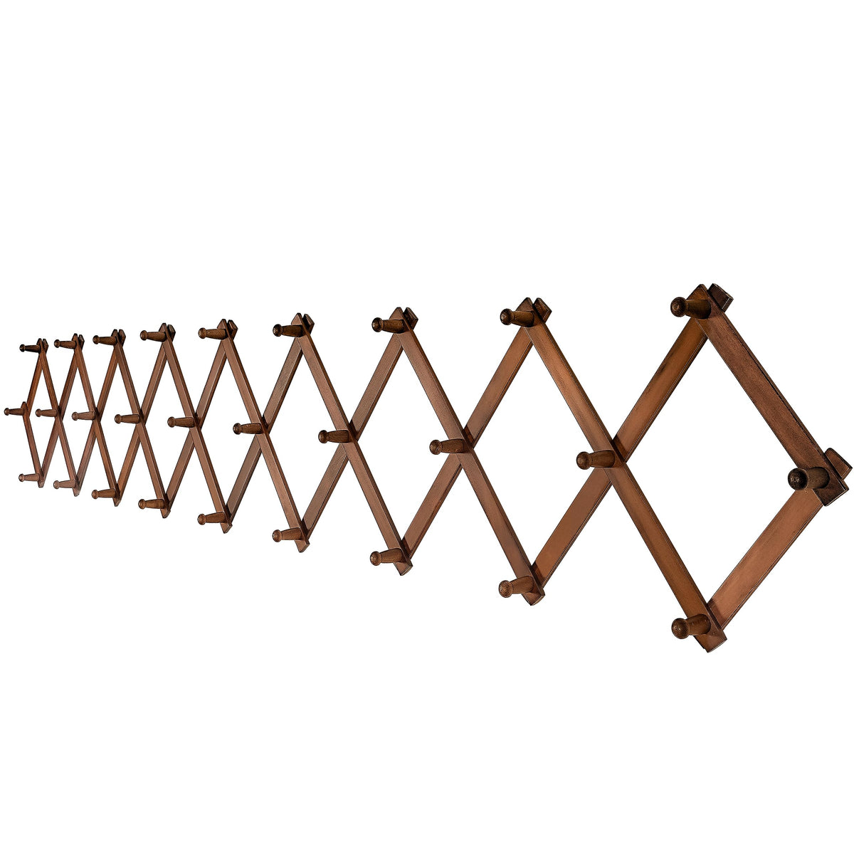 SKOLOO Hat Rack for Wall with 14 Hooks, Solid Wooden, Modern, Expandable Coat Rack Wall Mount for Coats, Hats, Bags, Baseball Caps, Natural Color