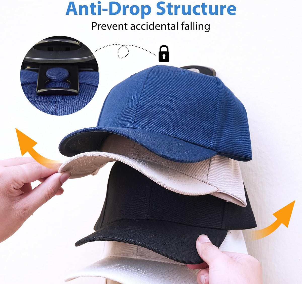 MACOPRO Cap Racks for Baseball Caps, Hat Organizer Holder for Wall, 2 Pack