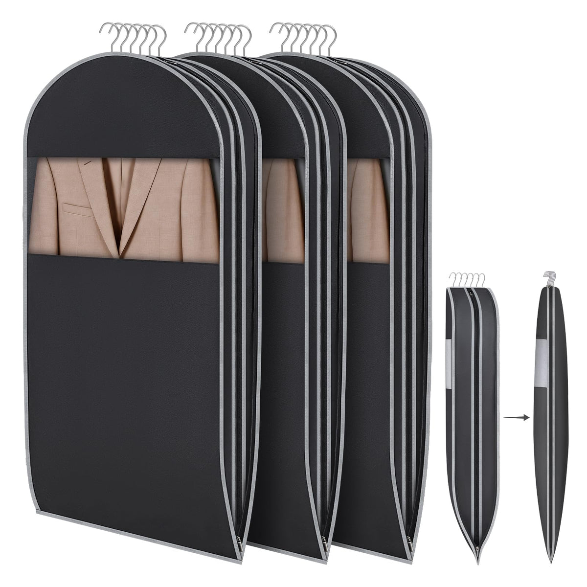 KEEGH Space Saving Hanging Garment Bag, Large Garment Bag 50 In, 3 PCS