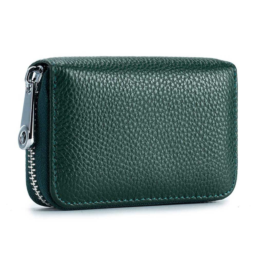 EASTNIGHTS RFID Credit Card Holder Genuine Leather Credit Card Wallet with Zipper