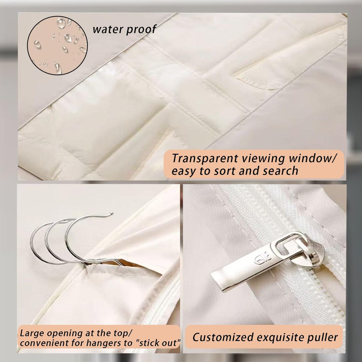 2025 Space Saving Hanging Garment Bag with Self Compression Zipper, Transparent Visibility Space Saving Hanging Protector for Down Coat with Self Compression Zipper (Extra Large)