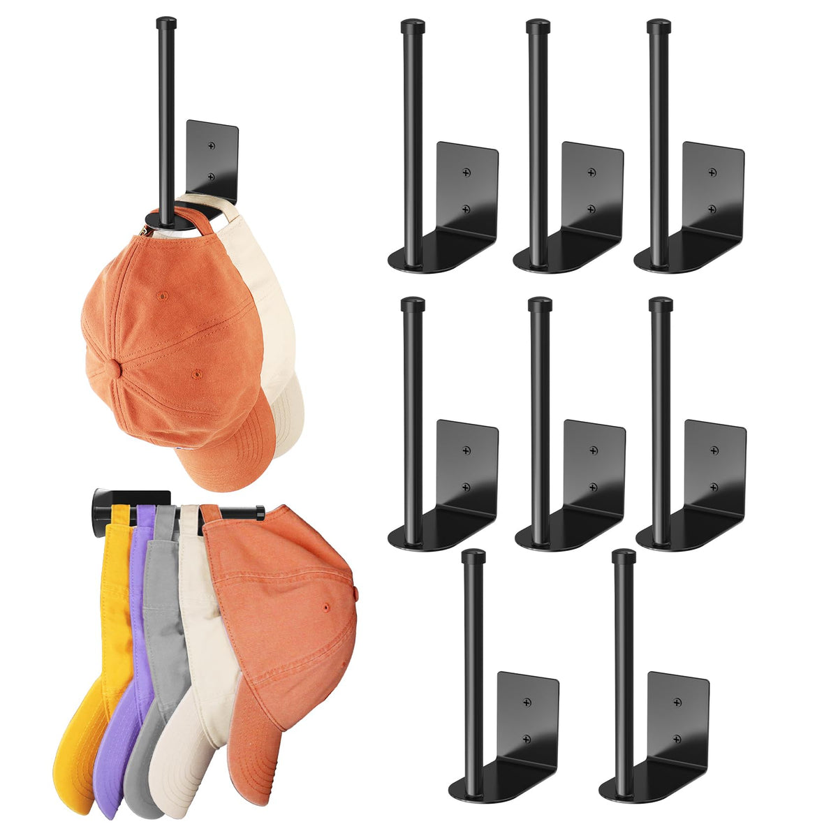Durmmur Stainless Steel Hat Organizer, Hat Rack for Wall,Each Holds 15 Hats