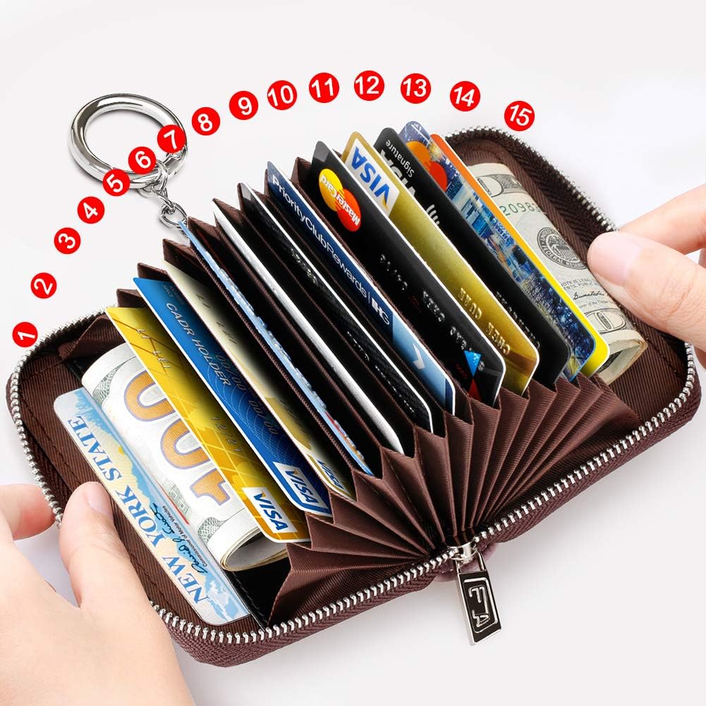 FurArt Zipper Wallet Women RFID Credit Card Holder keychain Wallet