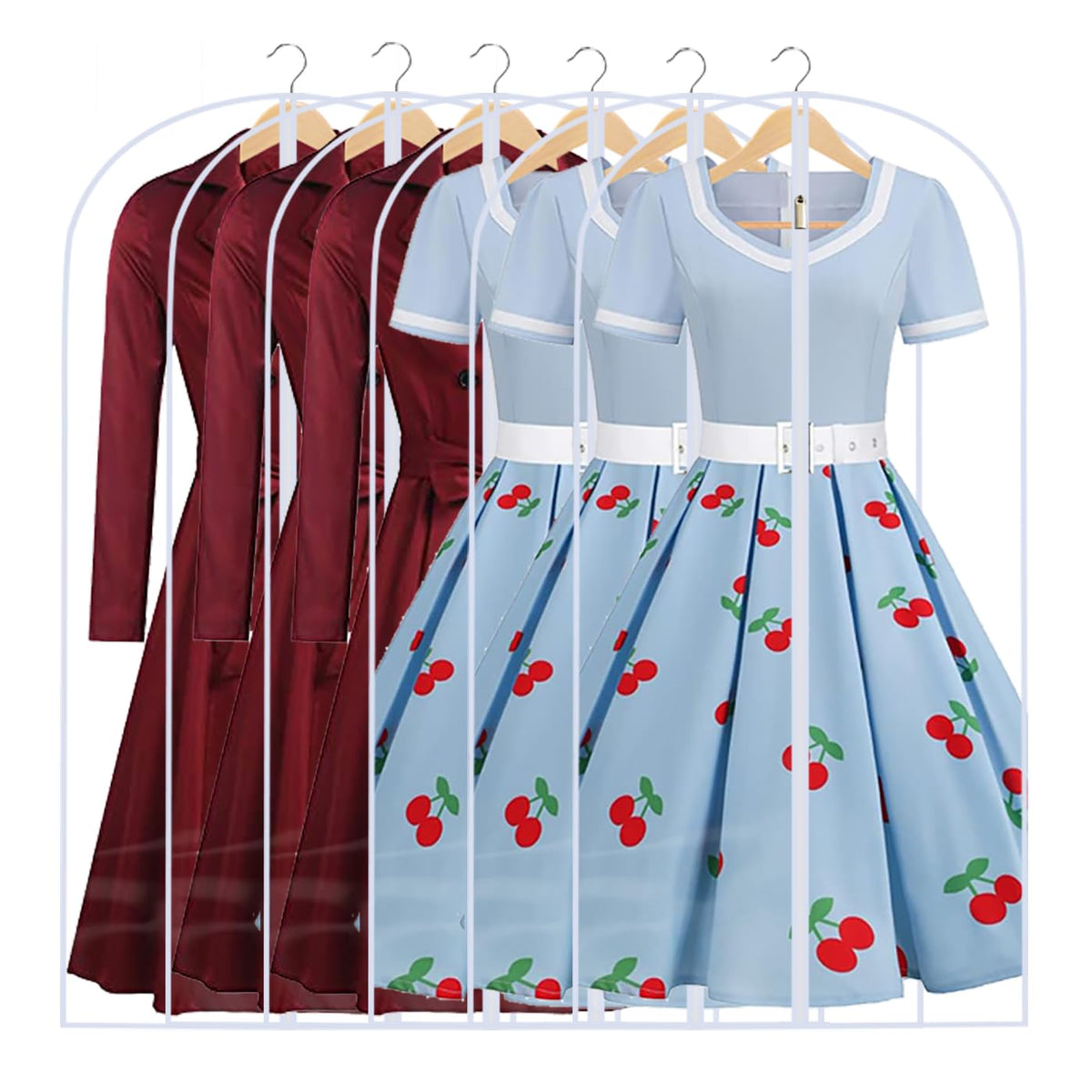 Garment Bags for Hanging Clothes 24" x 40"Coat Covers for Closet Foldable Washable Dress Bags for Hanging Clothes for Long Dress Dance Costumes Suits Gowns Coats