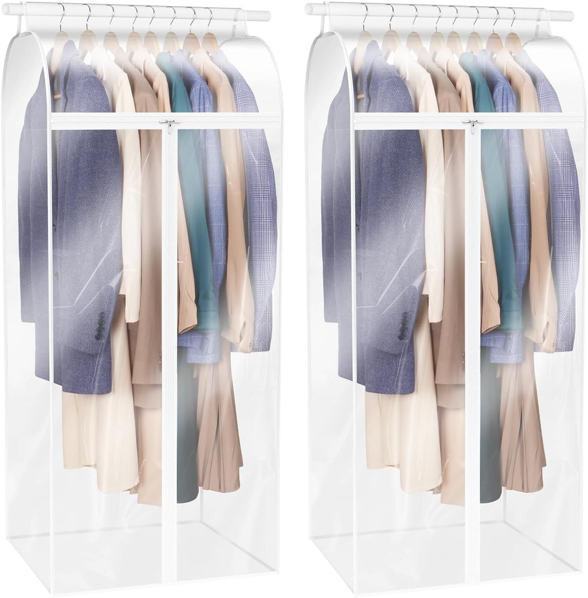 Zilink Dress Bags for Hanging Clothes Clear Garment Rack Cover 60 in, 2Pack