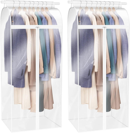 Zilink Dress Bags for Hanging Clothes Clear Garment Rack Cover 60 in, 2Pack