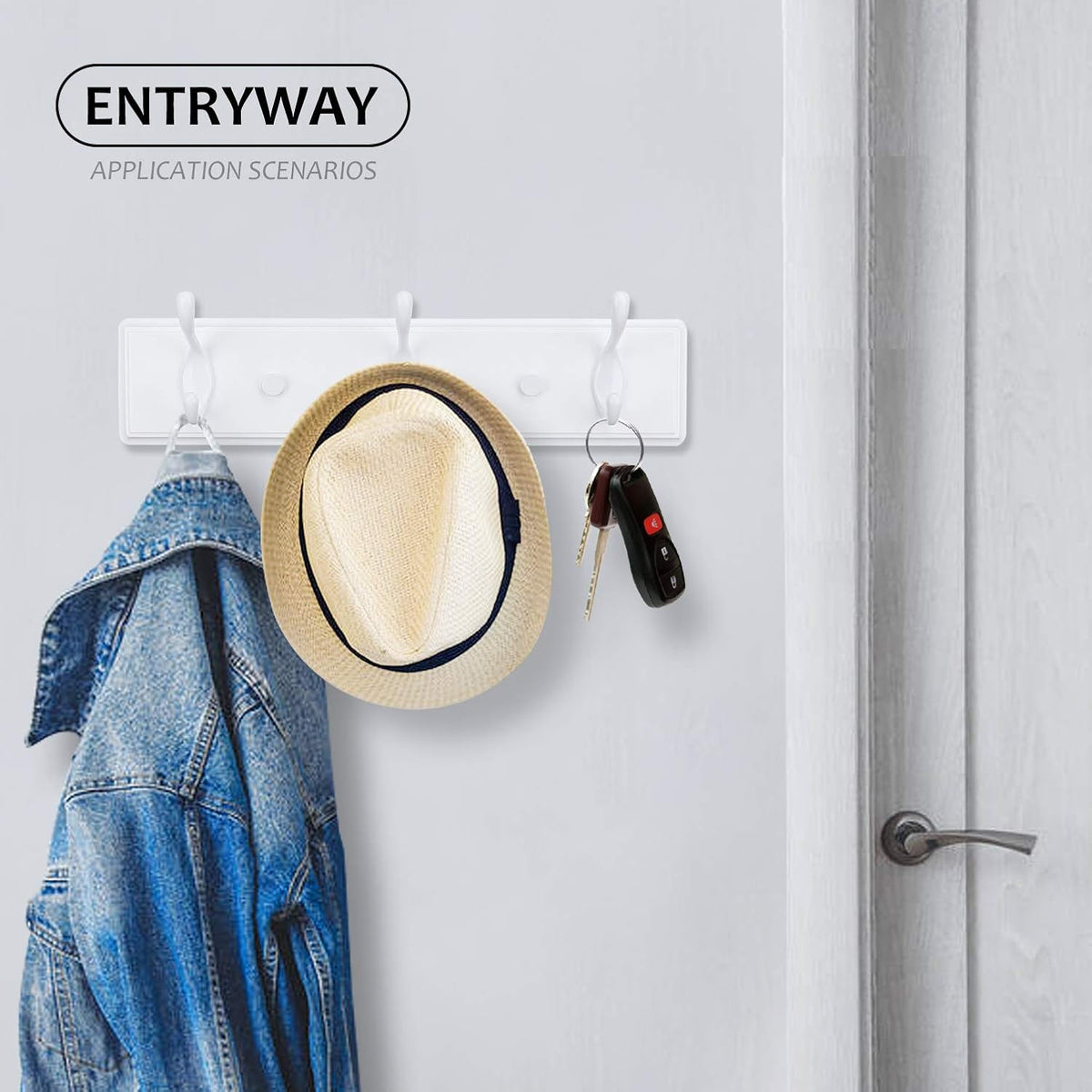 Badiano Heavy Duty Wooden Coat Rack, Wall-Mounted Organizer,14 Inch, White