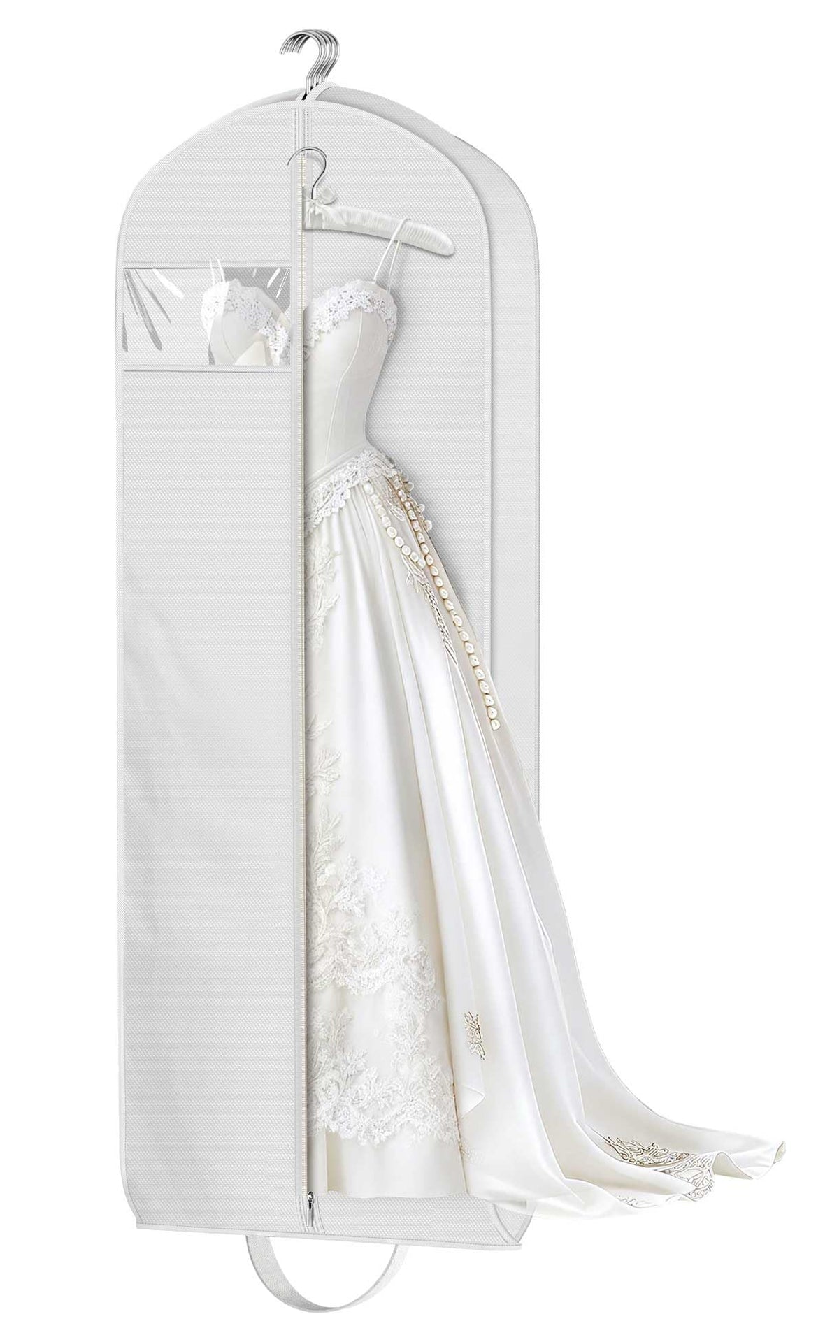 KEETDY Wedding Dress Garment Bag for Travel with 4" Gusseted Long Hanging Dress Bags for Gowns for Women Garment Cover Clothes Storage for Closet (Black, 72 inch)