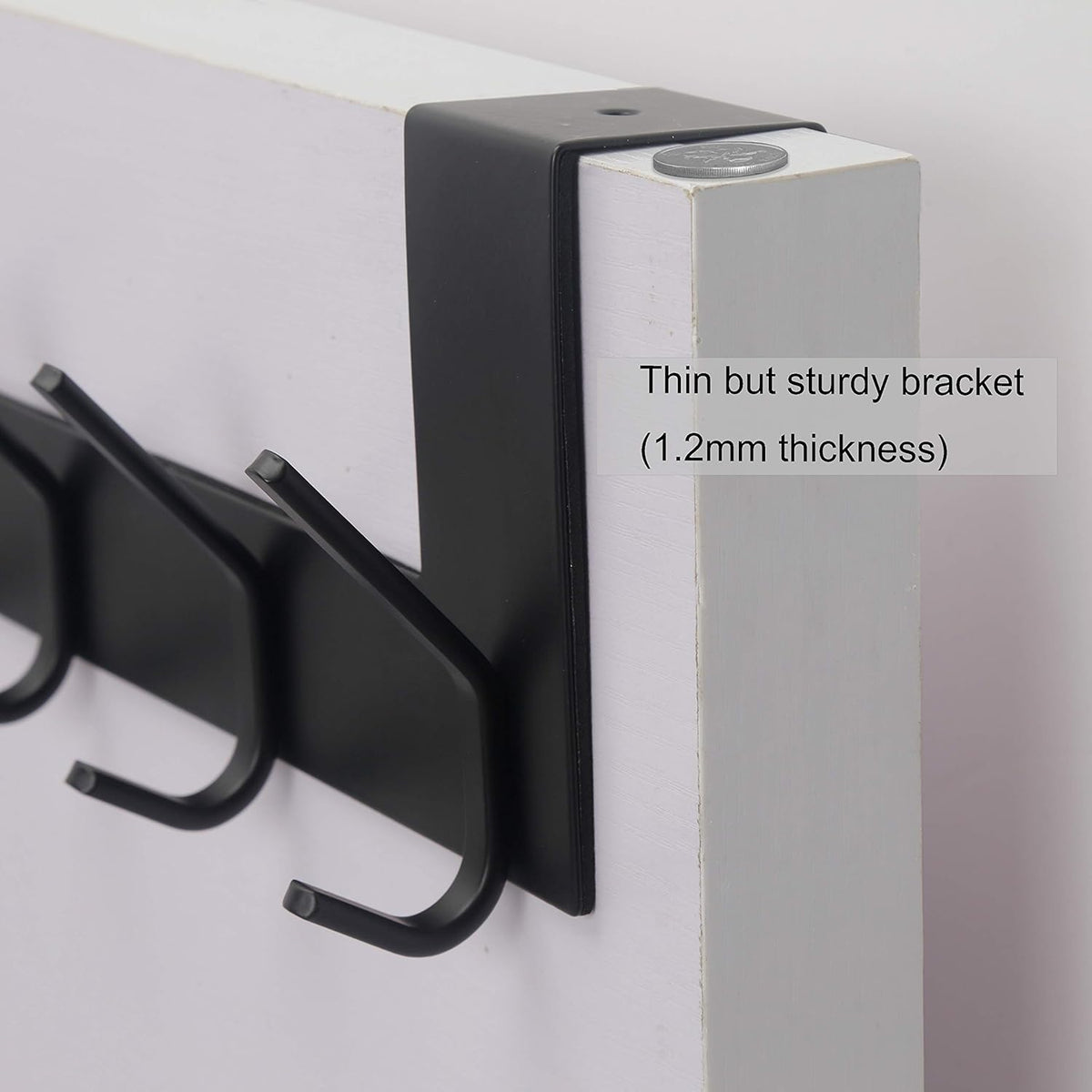WEBI Over The Door Hooks Door Hanger,Over The Door Towel Rack with 6 Hooks for Hanging,Door Coat Towel Hanger Door Coat Rack,Black