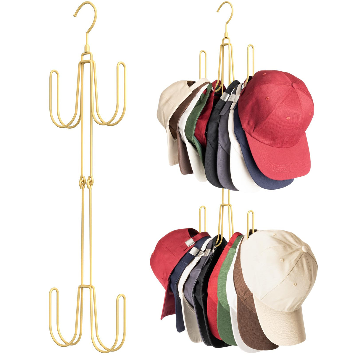 NANATI Hat Hangers for Closet, Stainless Steel Hat Organizer, Hat Racks for Baseball Caps, Cap Organizer for Baseball Caps, 1 Pack