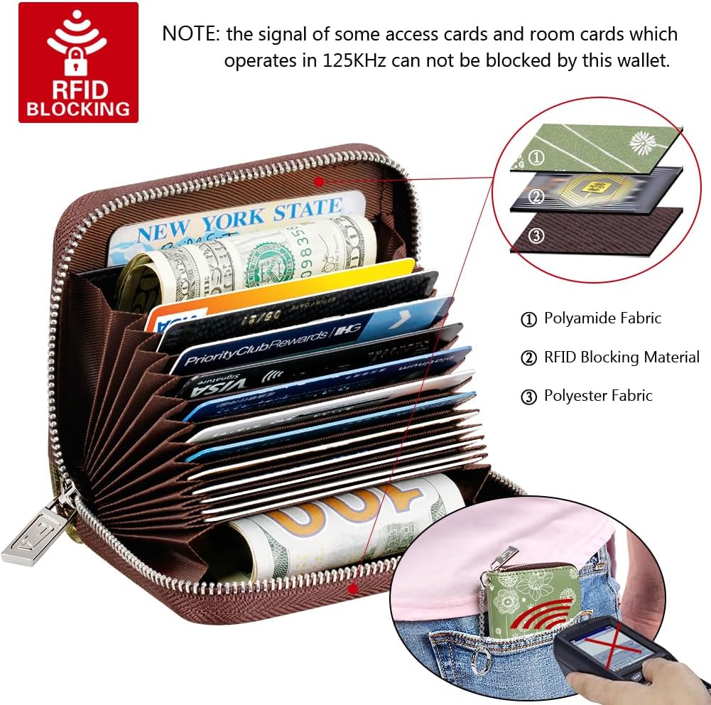 FurArt Zipper Wallet Women RFID Credit Card Holder keychain Wallet