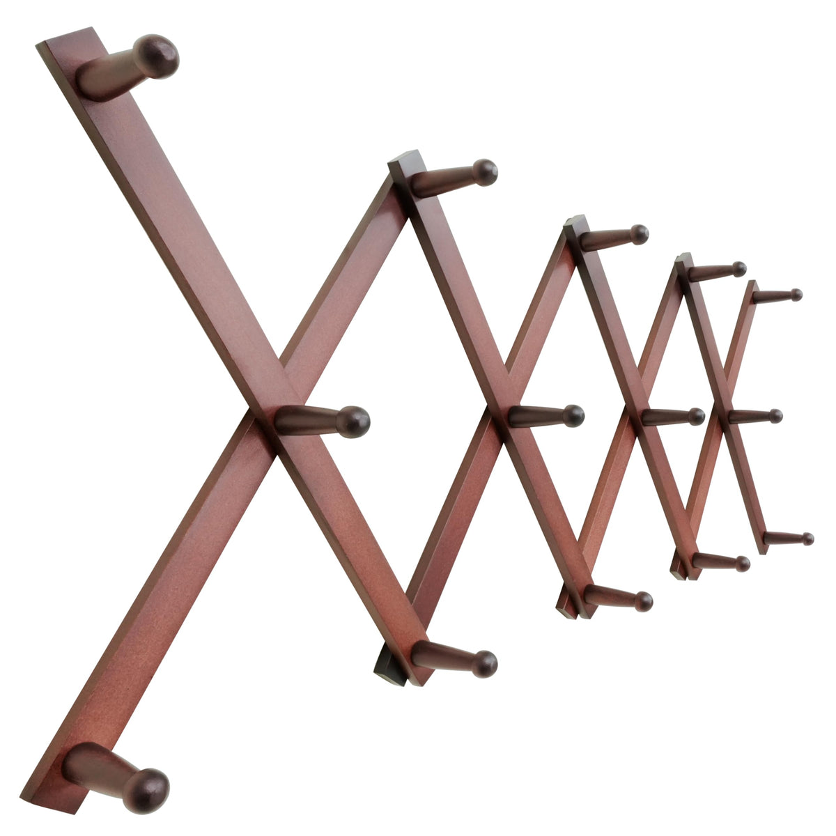SKOLOO Hat Rack for Wall with 14 Hooks, Solid Wooden, Modern, Expandable Coat Rack Wall Mount for Coats, Hats, Bags, Baseball Caps, Natural Color
