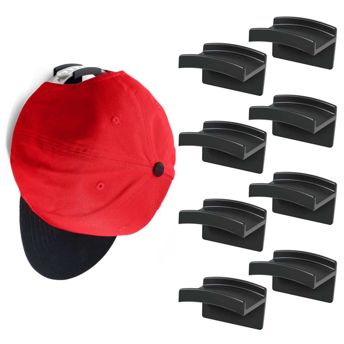 Modern JP Adhesive Hat Hooks for Wall (16-Pack) - Minimalist Hat Rack Design, No Drilling, Strong Hold Hat Hangers - USA Patented, White
