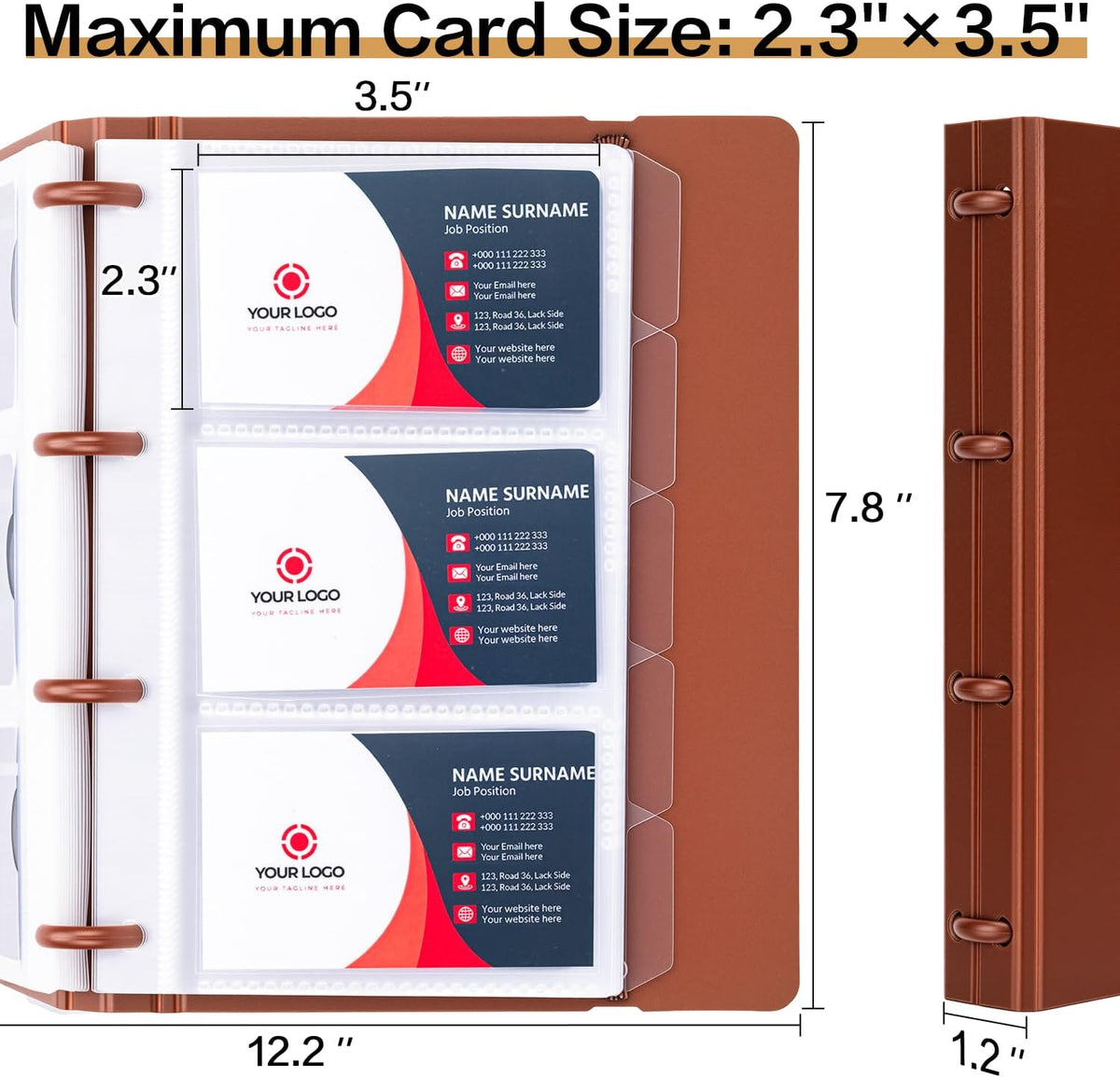 deli Business Card Book Holder, Business Card Organizer, Brown